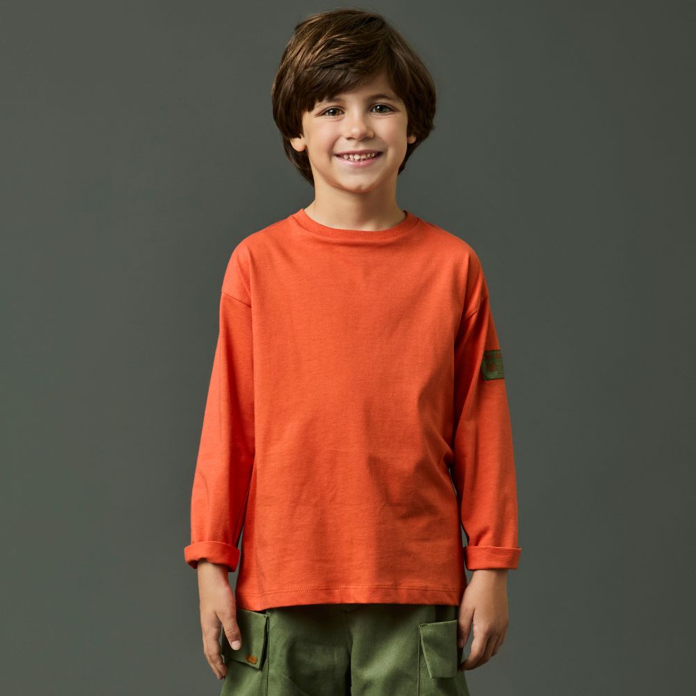 Camiseta Infantil Menino Vida ML Laranja