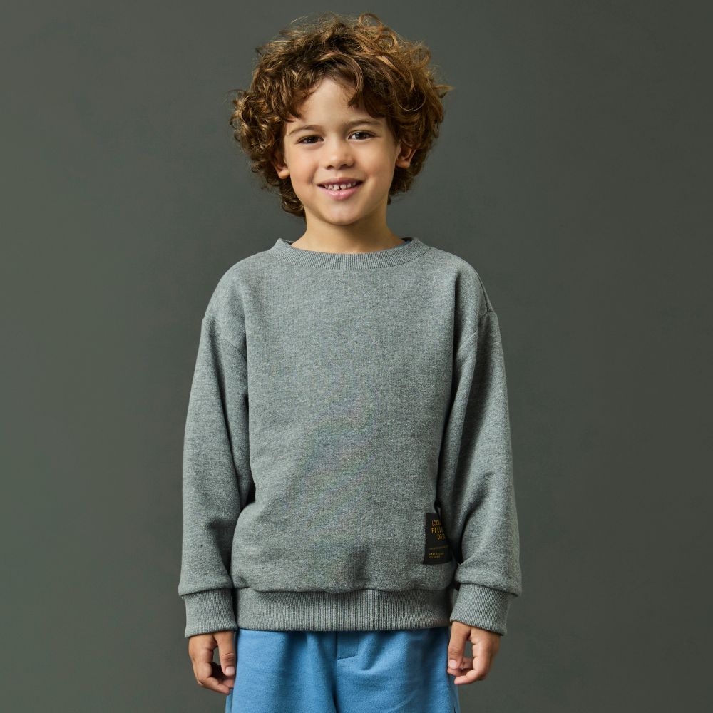 Blusão Infantil Menino Moletom Mescla Cinza