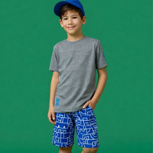 Bermuda Infantil Menino Quadras Azul