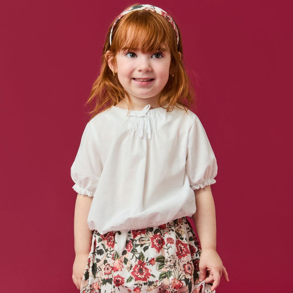 Blusa Toddler Menina Voil Branca
