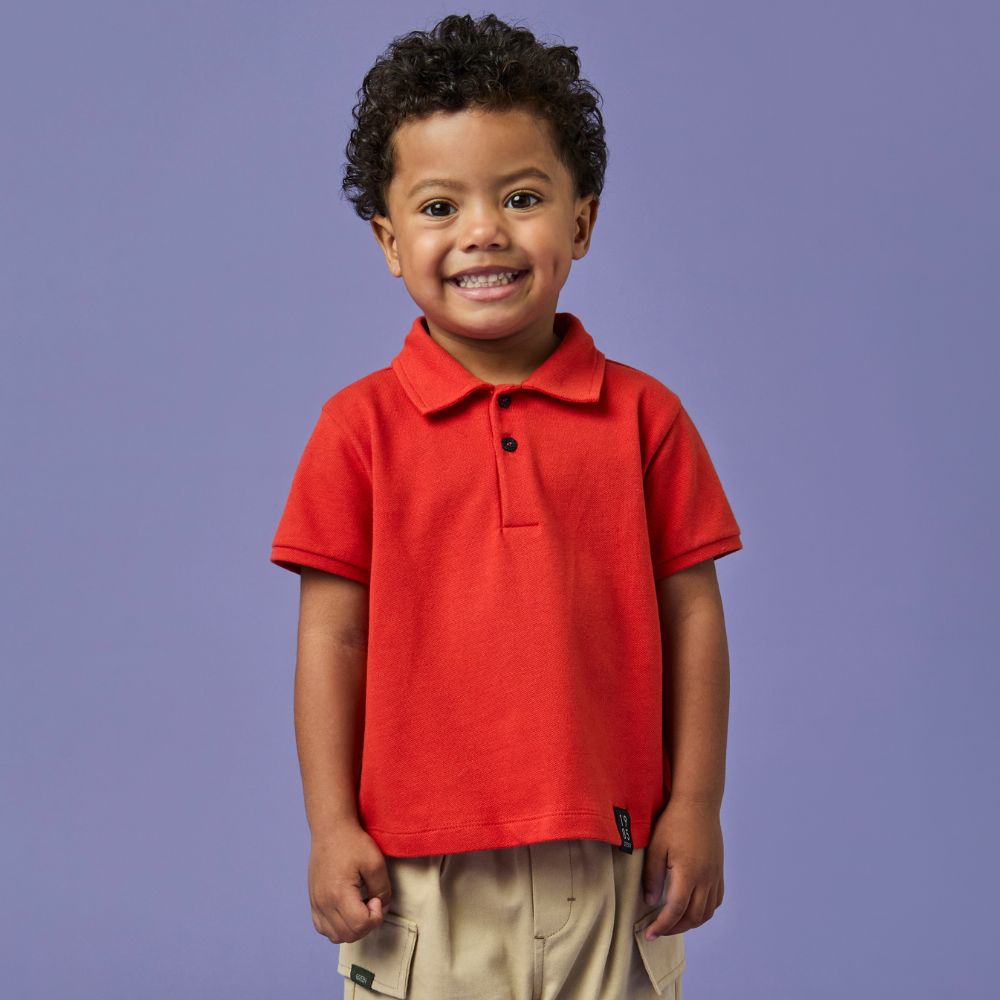 Polo Toddler Menino Piquet Laranja
