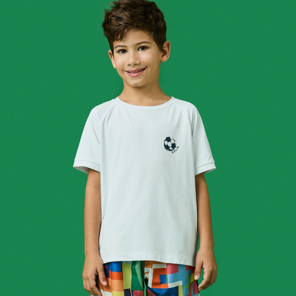 Camiseta Infantil Menino Play UV Branca
