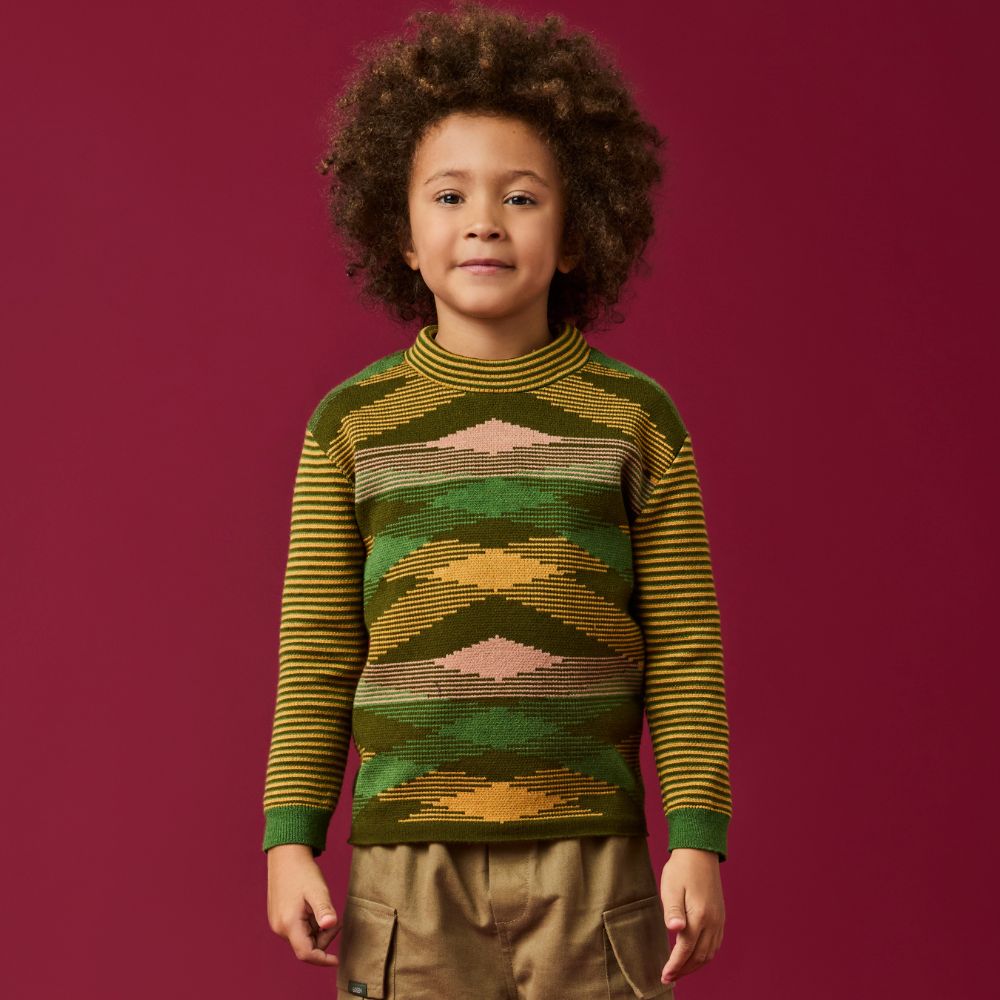 Blusa Infantil Menino Tricot Xadrez Verde