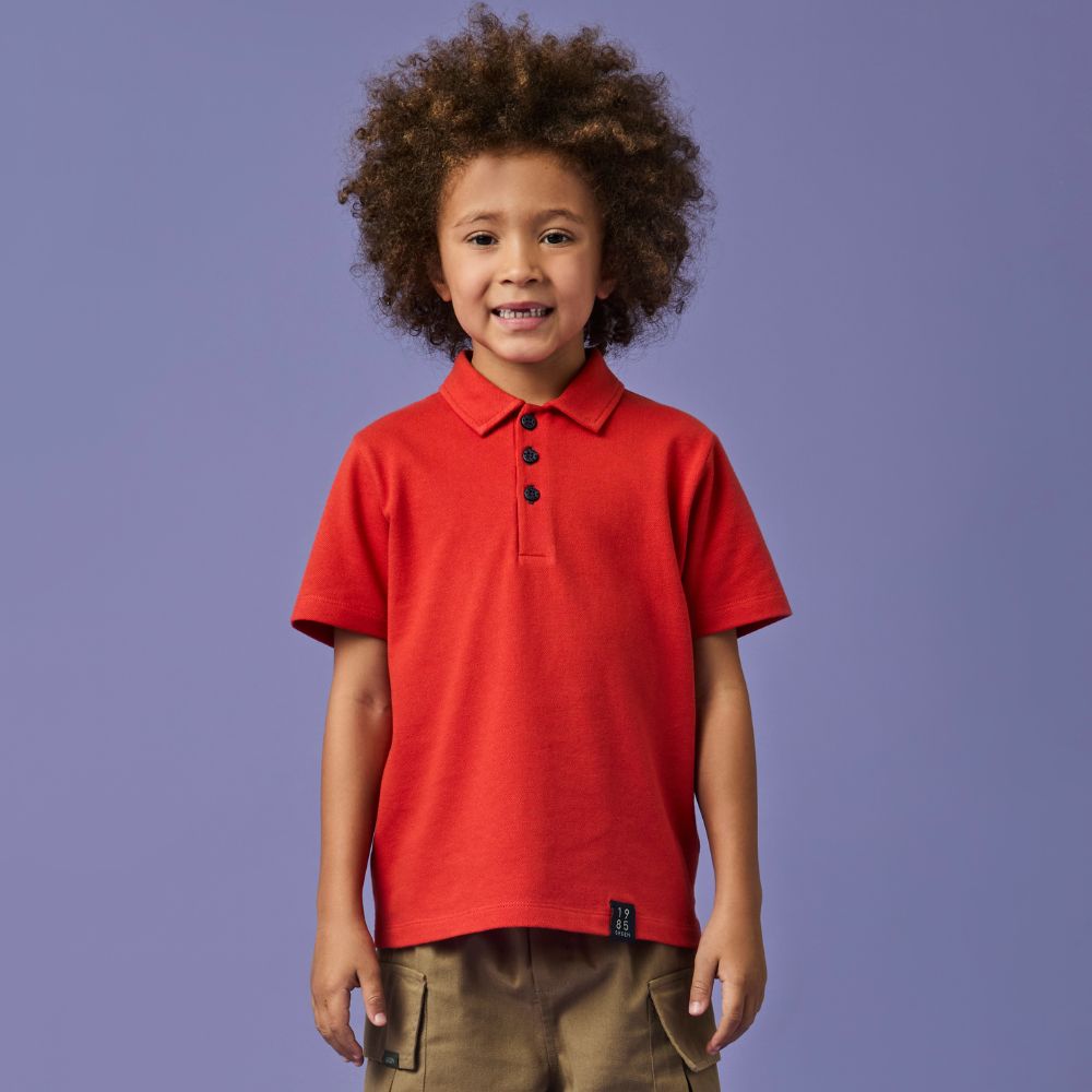 Polo Infantil Menino Piquet Laranja