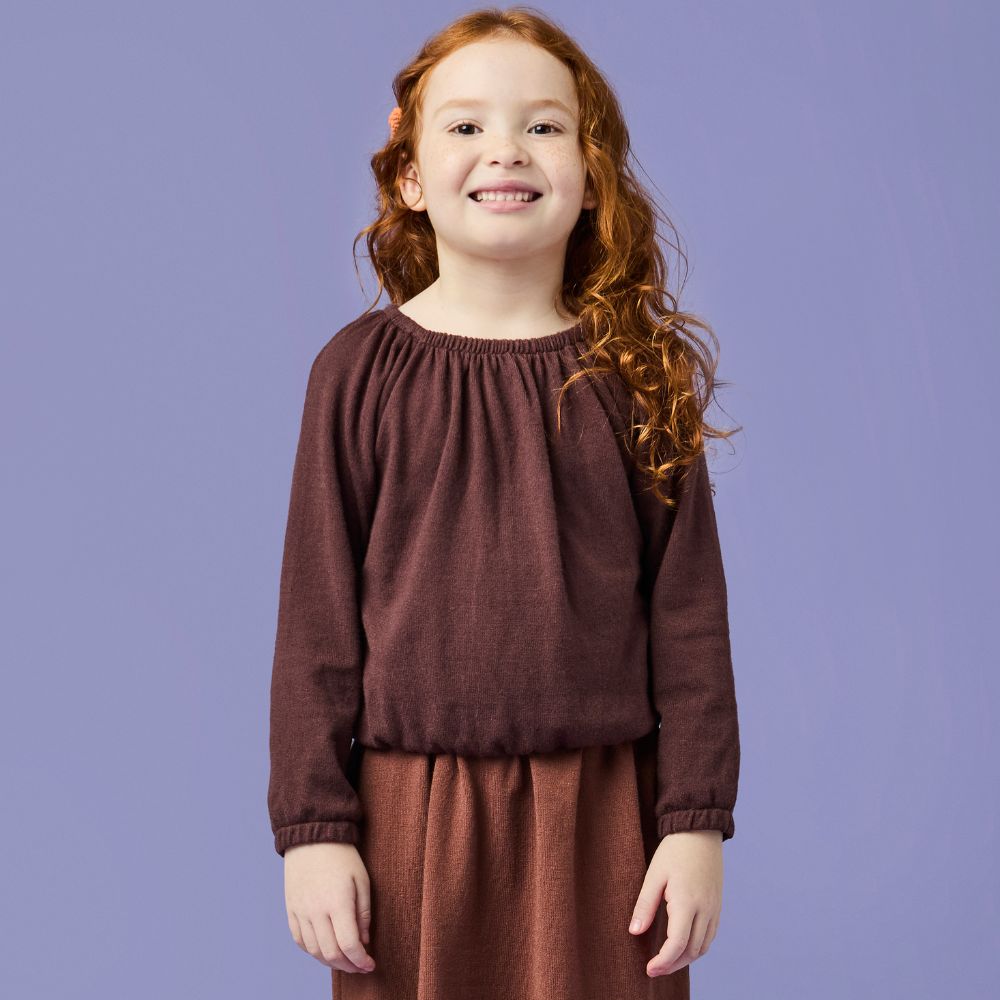 Blusa Infantil Menina Tricot ML Marrom