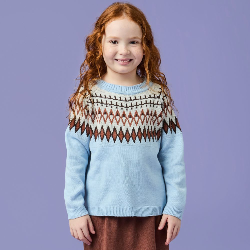 Blusa Infantil Menina Tricot ML Azul