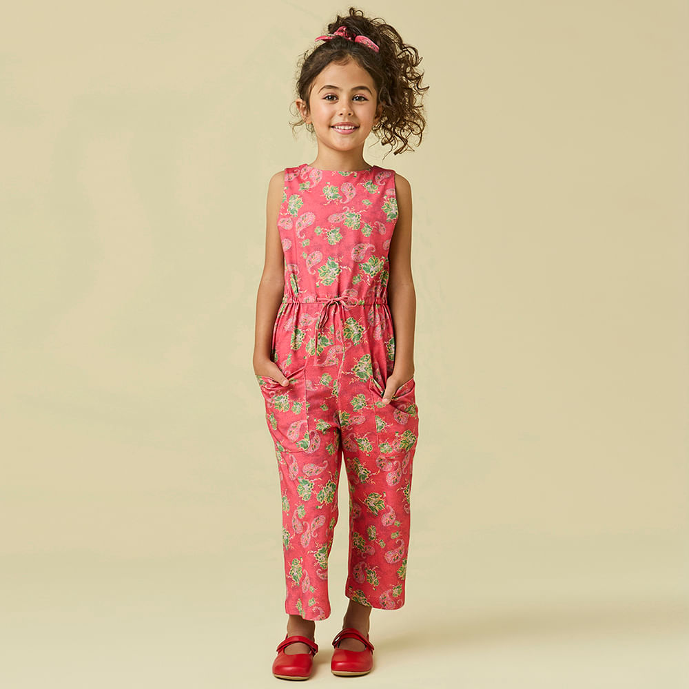 Macacão Infantil Menina Aurora Vermelho