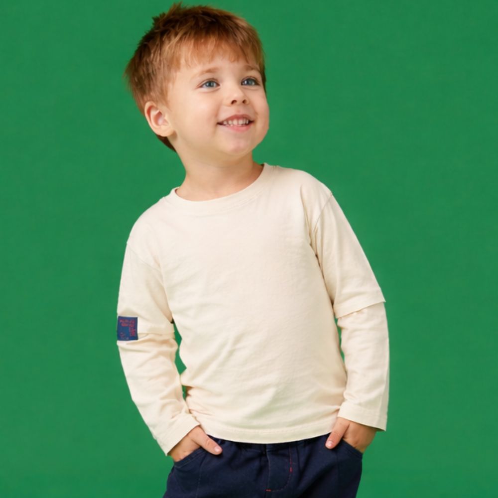 Camiseta Toddler Menino Sobreposição ML Off-White