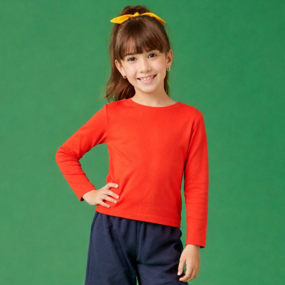 Camiseta Infantil Menina Rib ML Vermelha