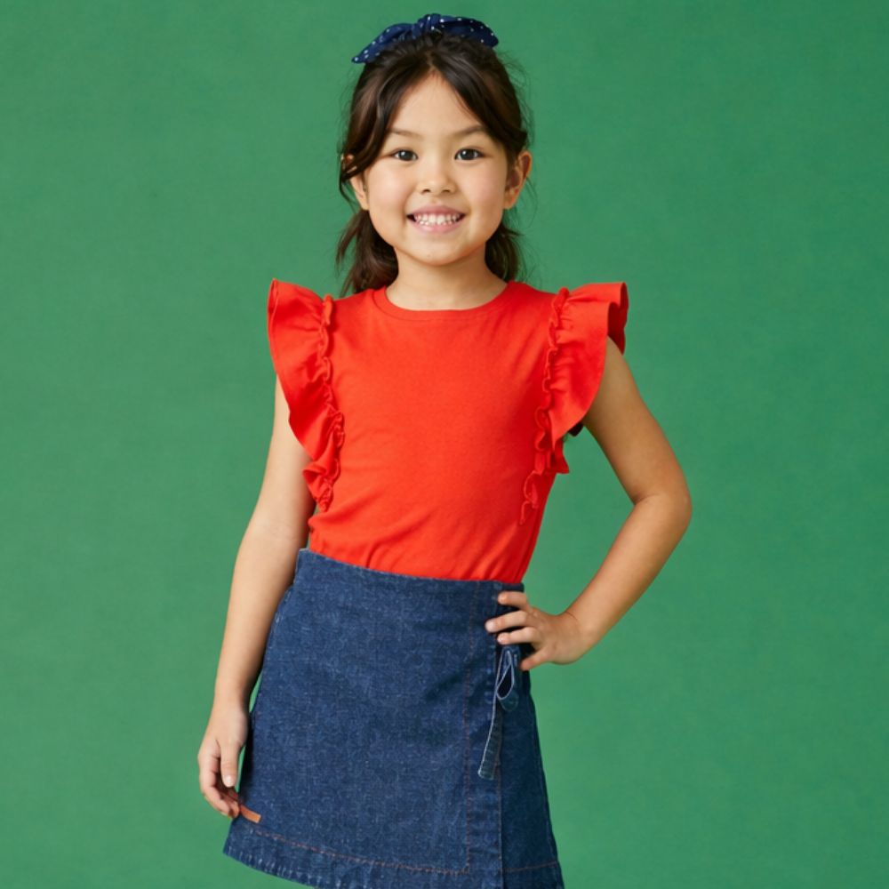 Blusa Infantil Menina Rib Babados Vermelha