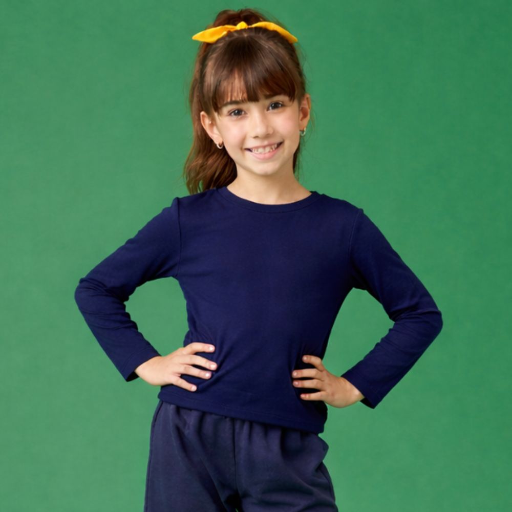 Camiseta Infantil Menina Rib ML Azul