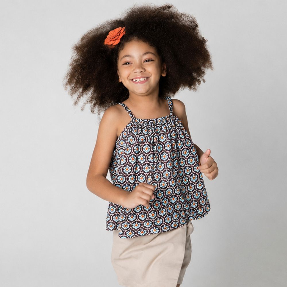 Blusa Infantil Menina Safari Azul