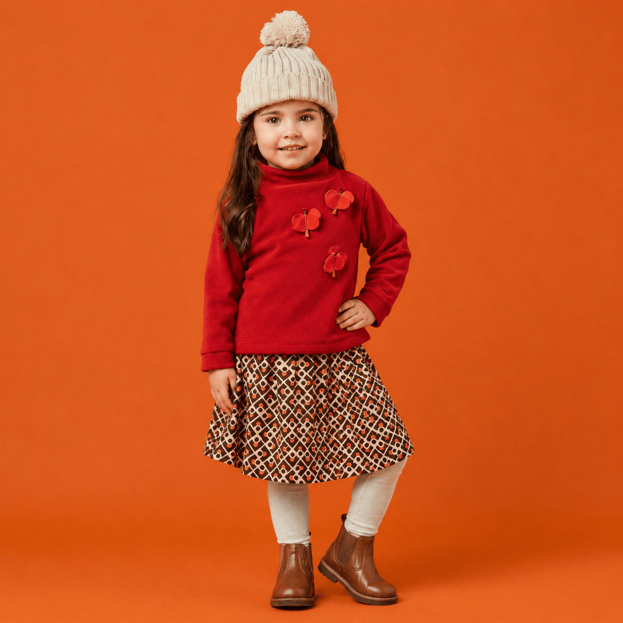 Conjunto Toddler Menina Saia Dunas Vermelho