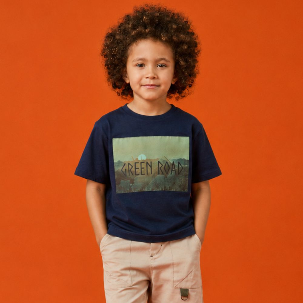 Camiseta Infantil Menino Green Road Azul