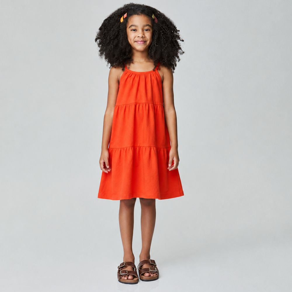 Vestido Infantil Menina Sonho Laranja