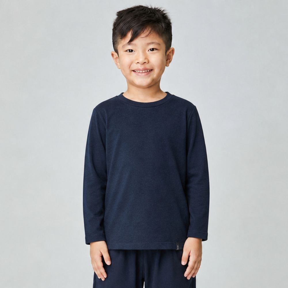 Camiseta Infantil Menino Básica Manga Longa Azul