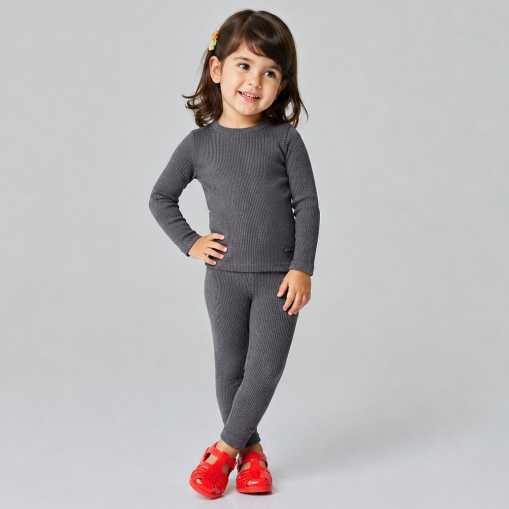 Calça Toddler Menina Plissada Cinza