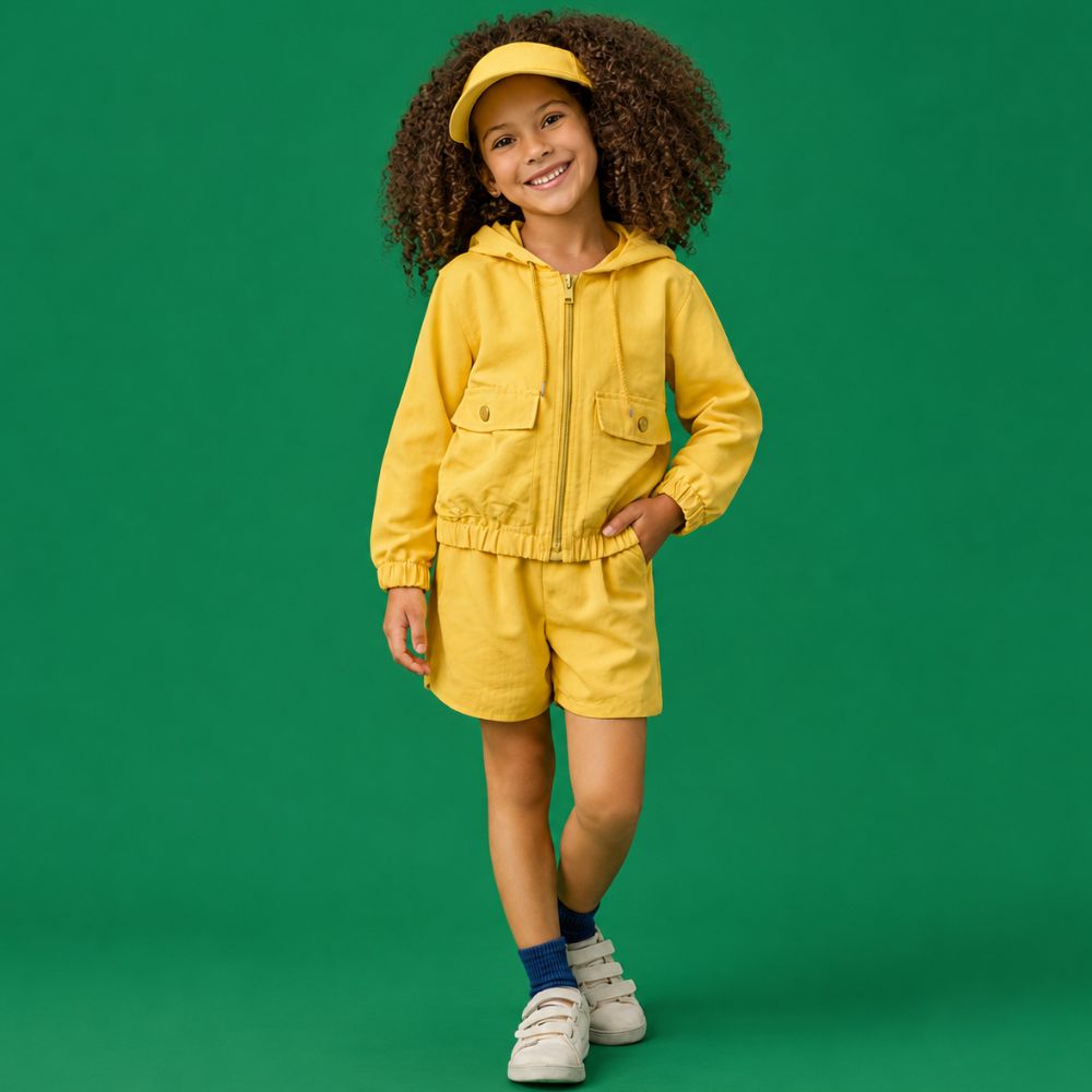 Short Infantil Menina Play Amarelo