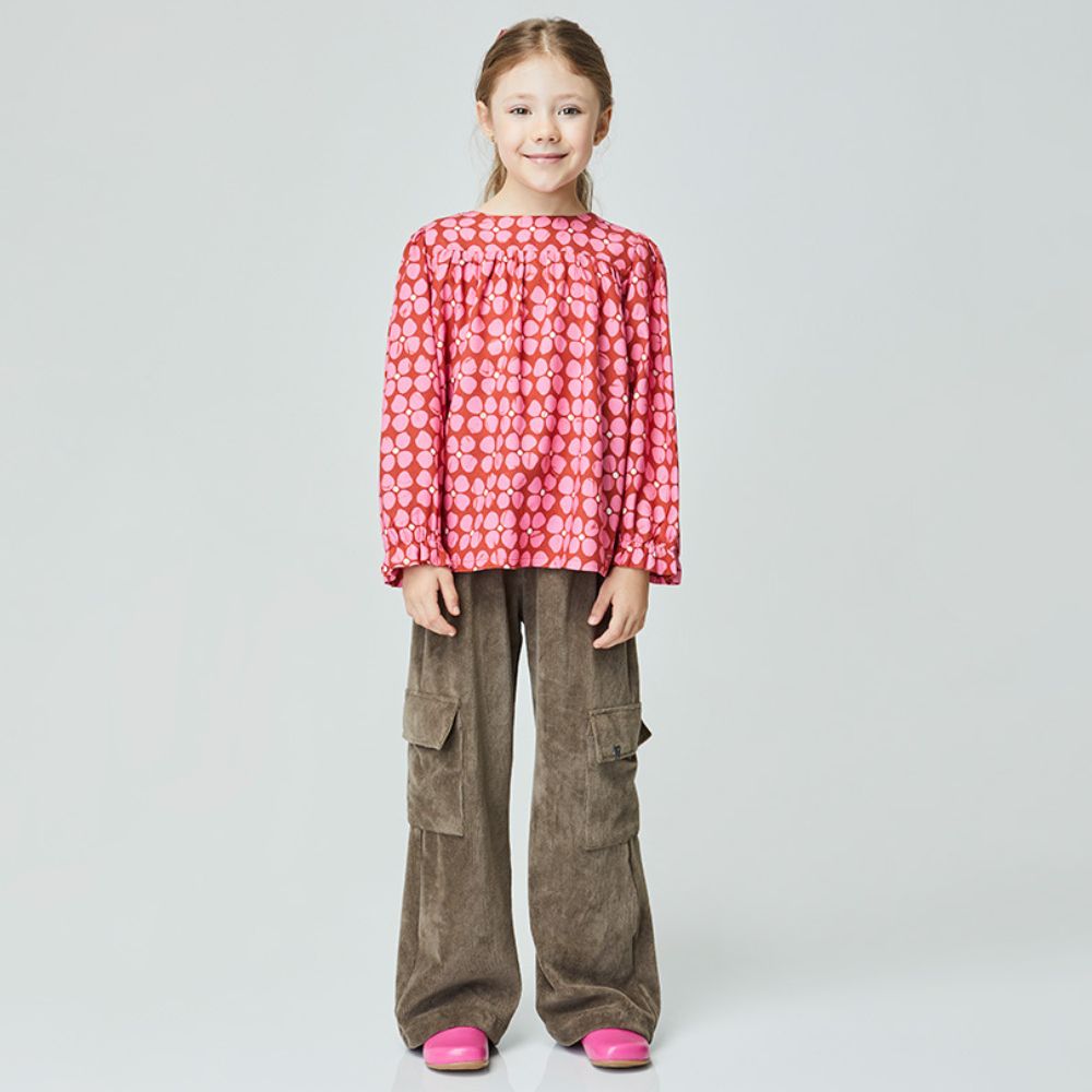 Calça Infantil Menina Cargo Cotelê Marrom