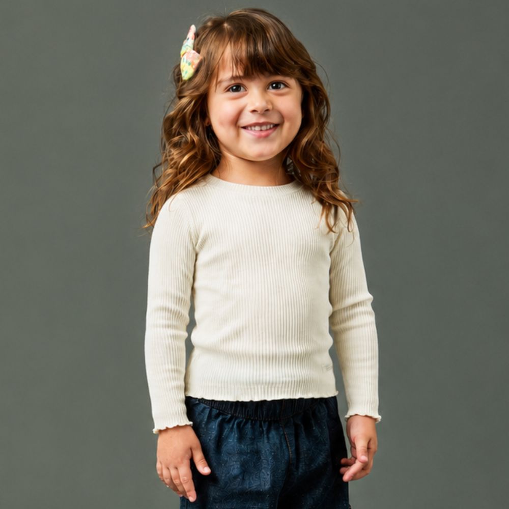 Blusa Toddler Menina Plissado Careca ML Cru