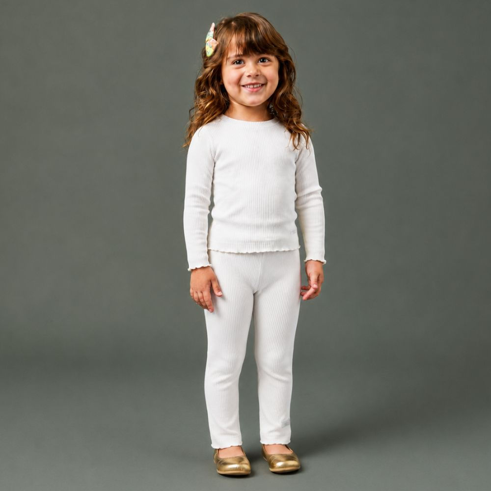 Calça Toddler Unissex Plissada Off-White