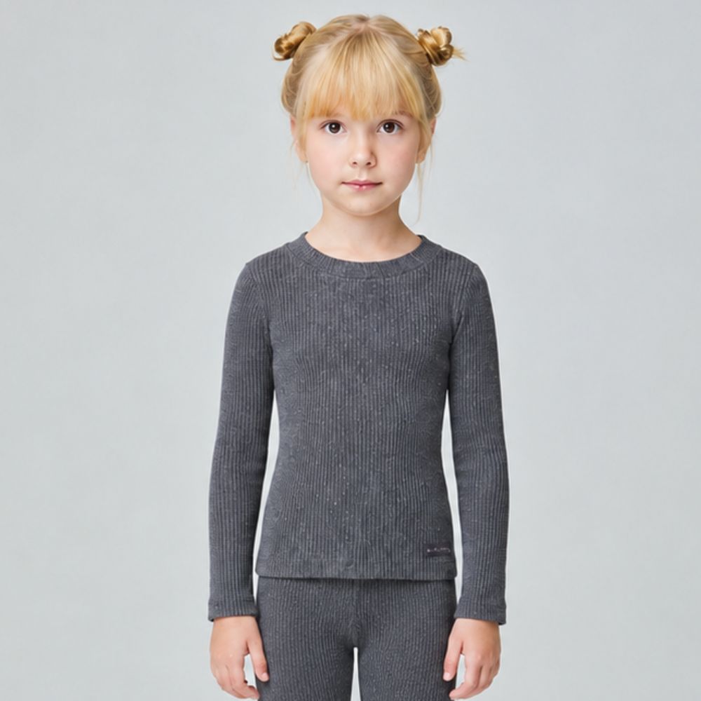 Blusa Infantil Unissex Plissada ML Cinza