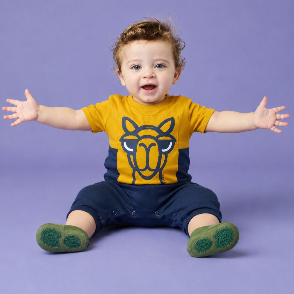 Macacão Bebê Menino Camelo Amarelo
