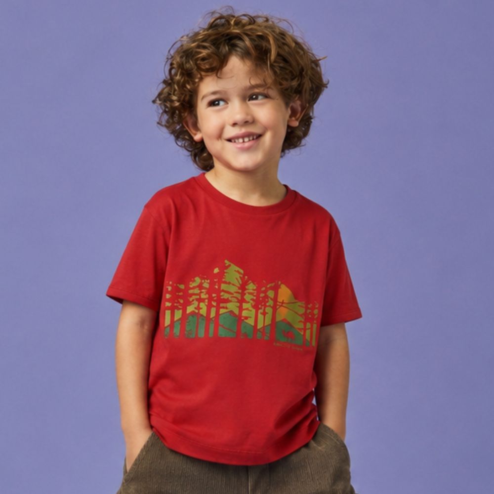 Camiseta Infantil Menino Coniferas Vermelha