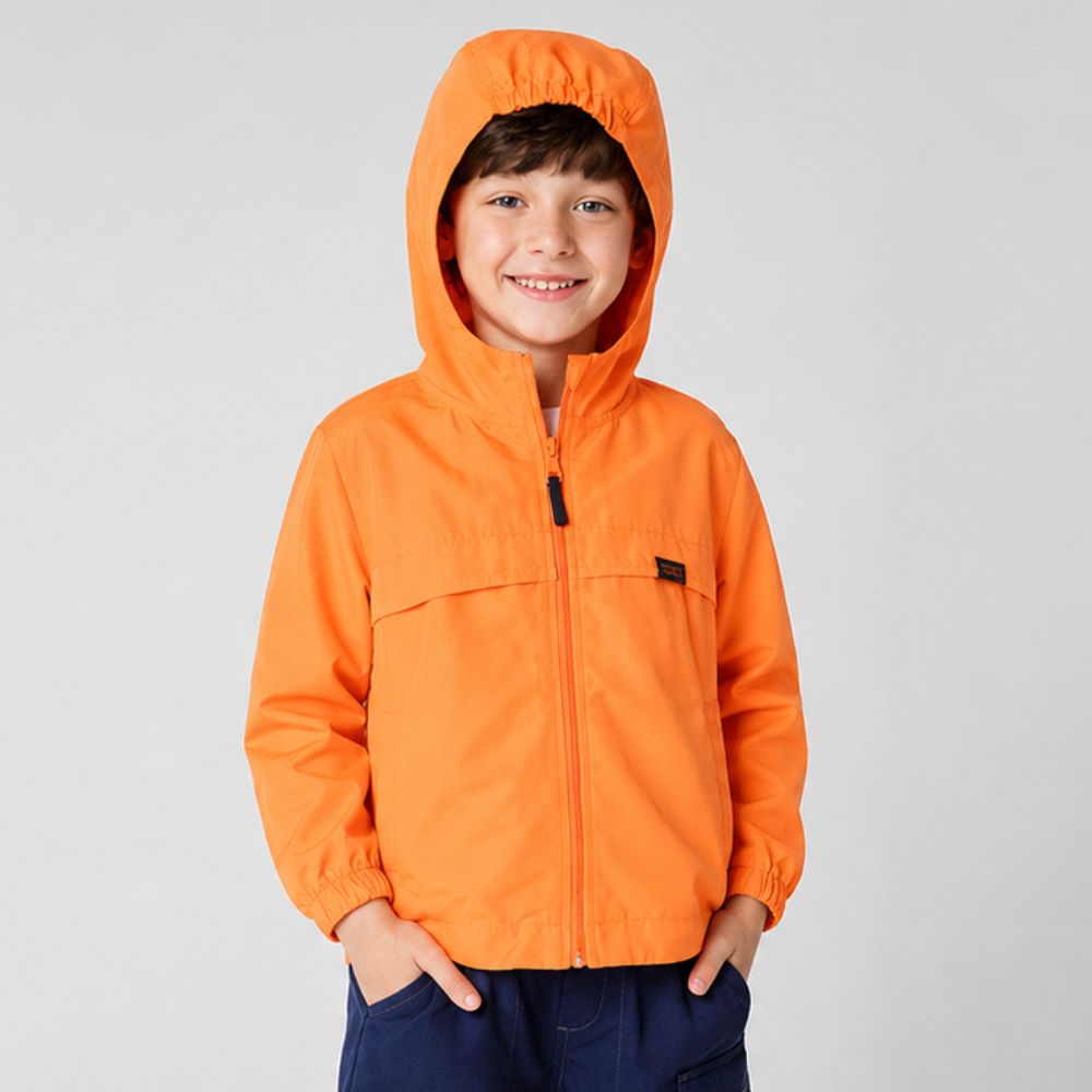 Jaqueta Infantil Menino Corta Vento Color Laranja