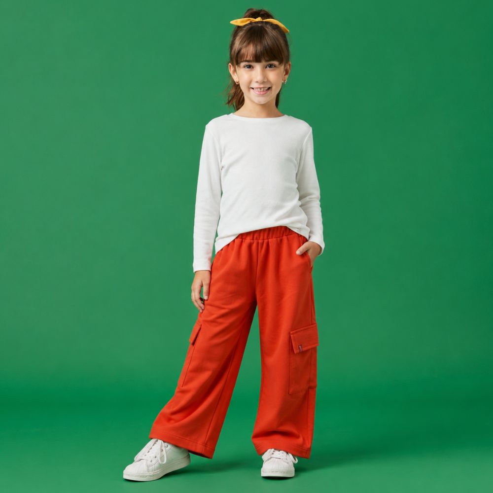 Calça Infantil Menina Cargo Vermelha