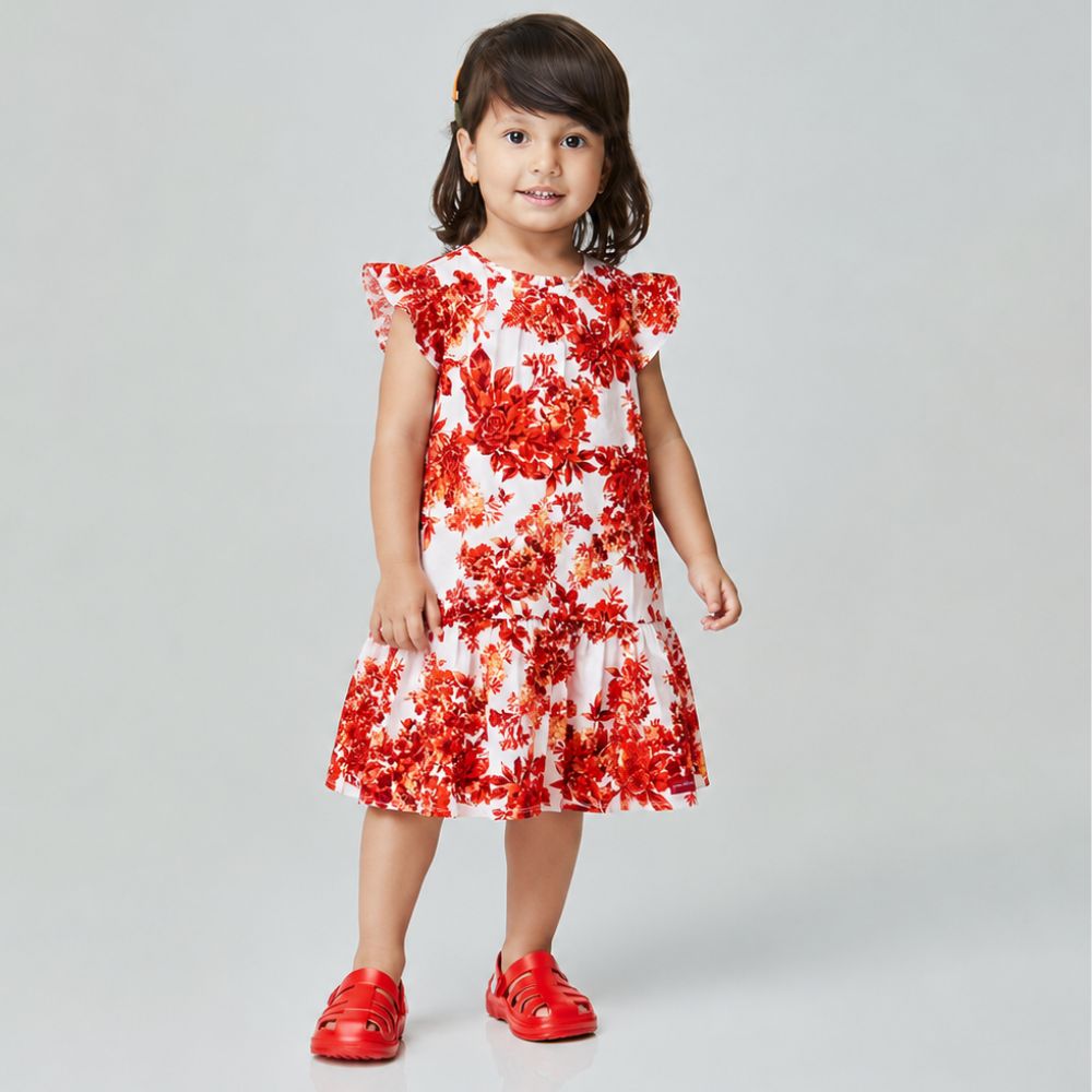 Vestido Toddler Menina Roman Vermelho