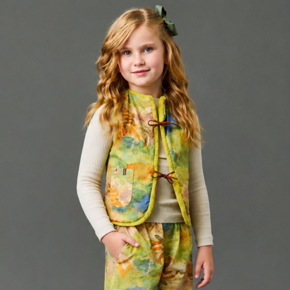 Colete Infantil Menina Paisagem Amarelo