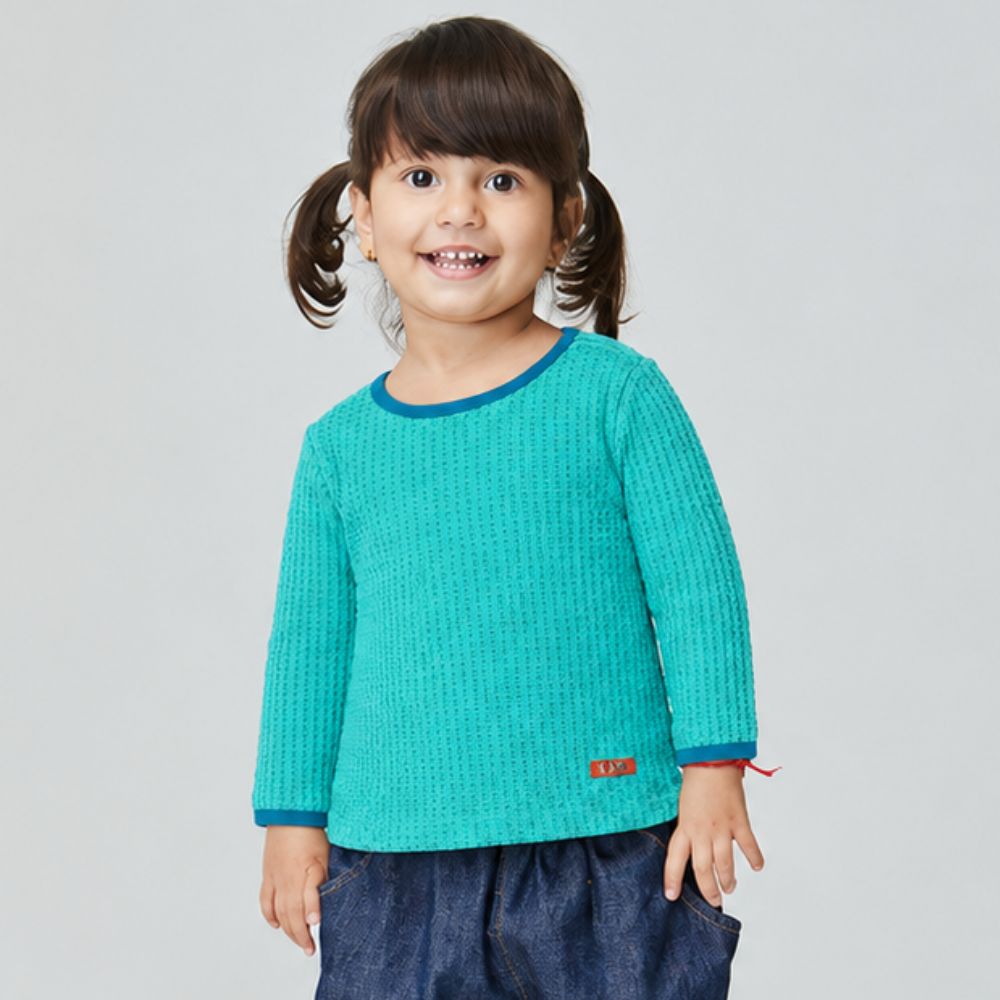 Camiseta Toddler Menina Tricot ML Azul