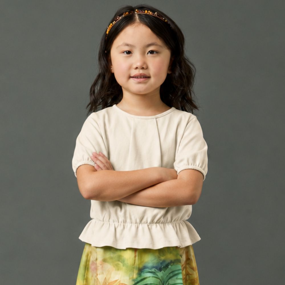 Blusa Infantil Menina Canoa Cru