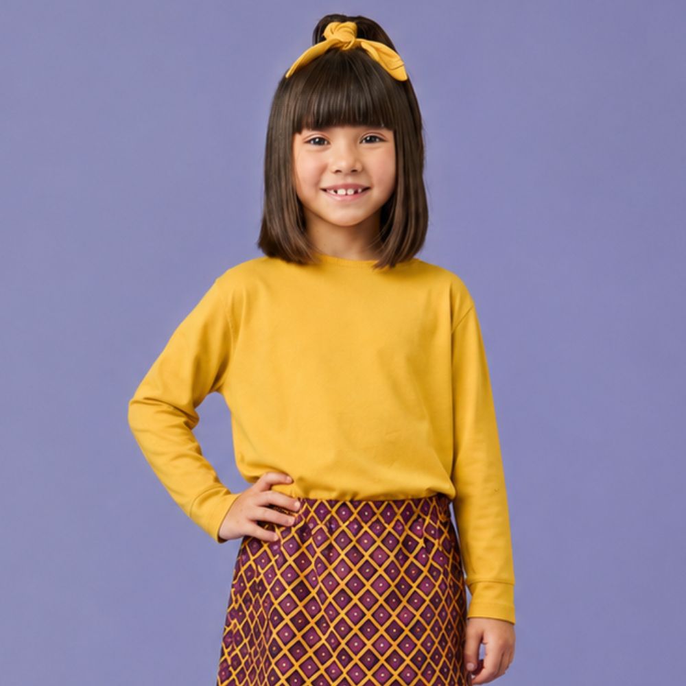 Camiseta Infantil Menina Deserto Manga Longa Amarela