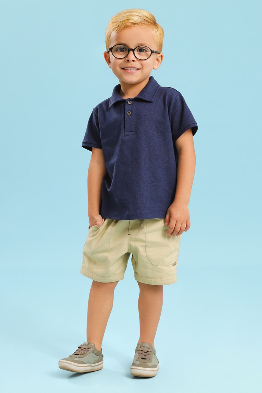Conjunto Toddler Menino Polo Piquet e Sarja Azul