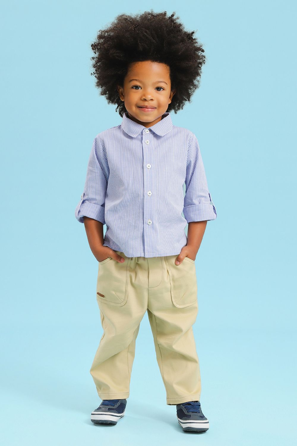 Camisa Toddler Menino Listrada Manga Longa Azul