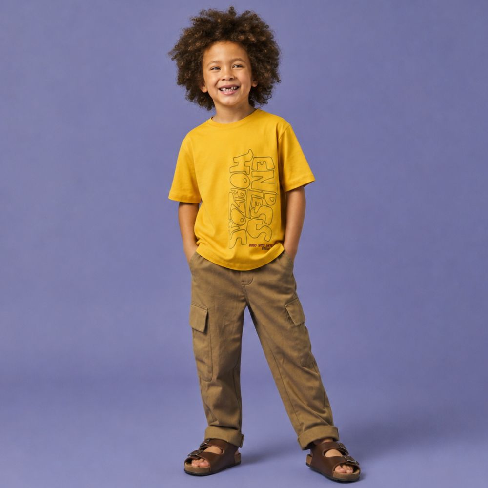 Calça Infantil Menino Sarja Cargo Marrom