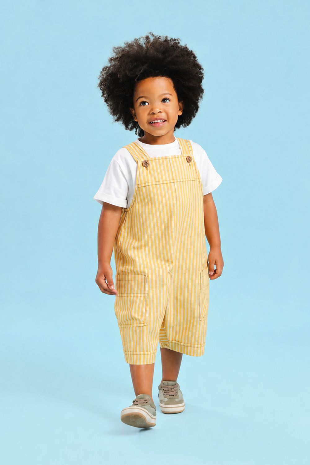 Jardineira Toddler Menino Listra Pequi Amarelo