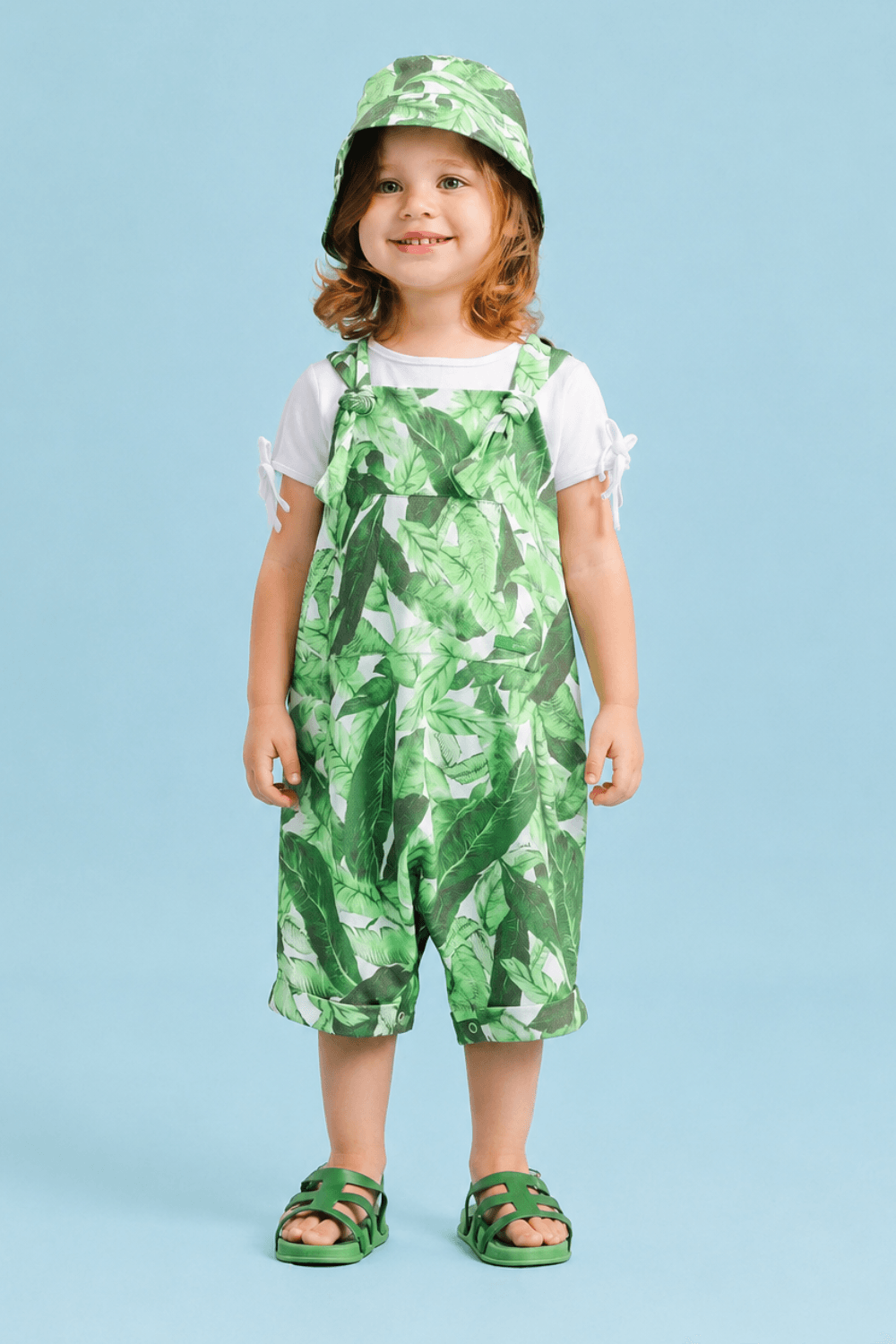 Jardineira Toddler Menina Tropicália Verde