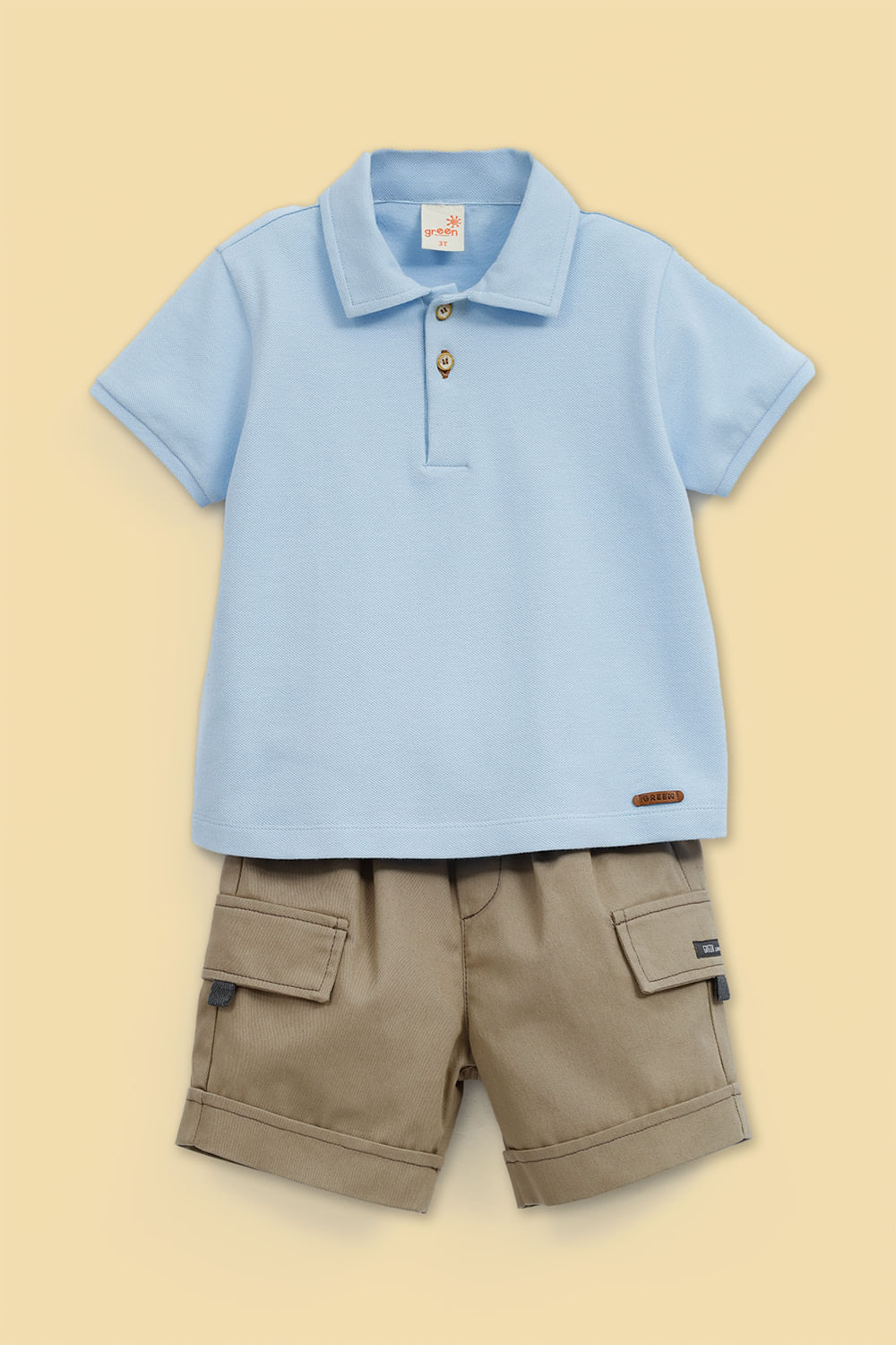 Conjunto Todddler Menino Polo Piquet Azul Claro