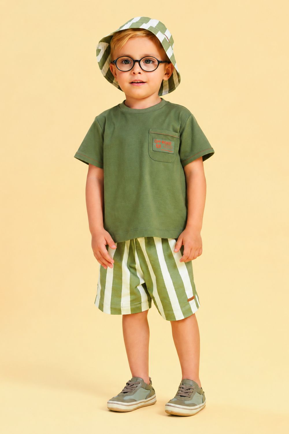 Conjunto Bermuda Toddler Menino Listra Andes Verde