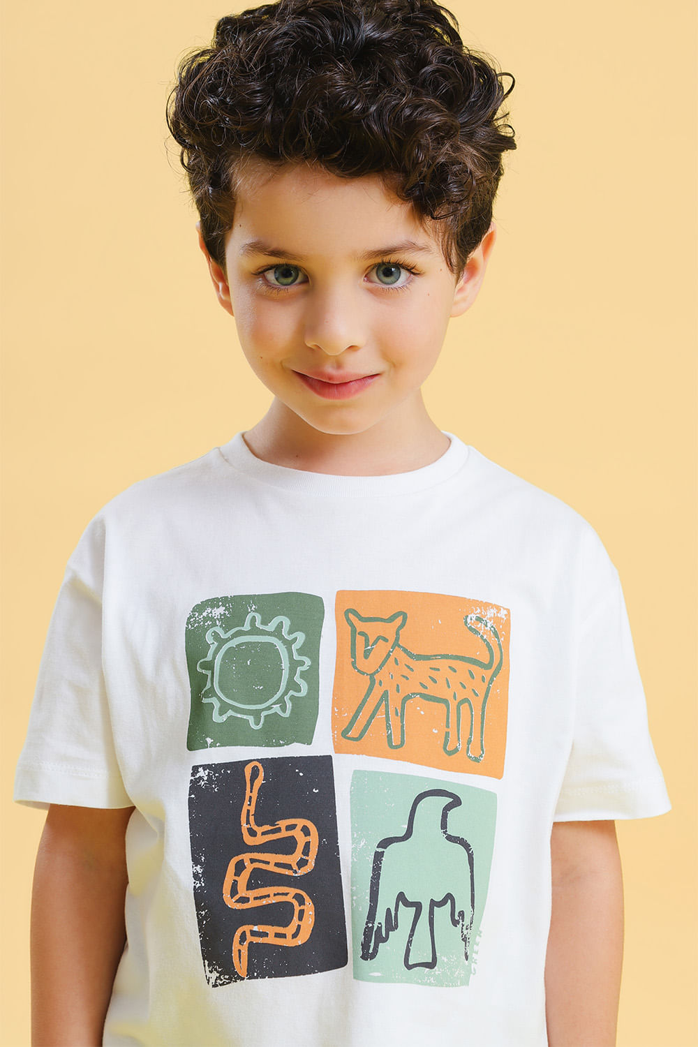 Camiseta Infantil Menino Andina Off White